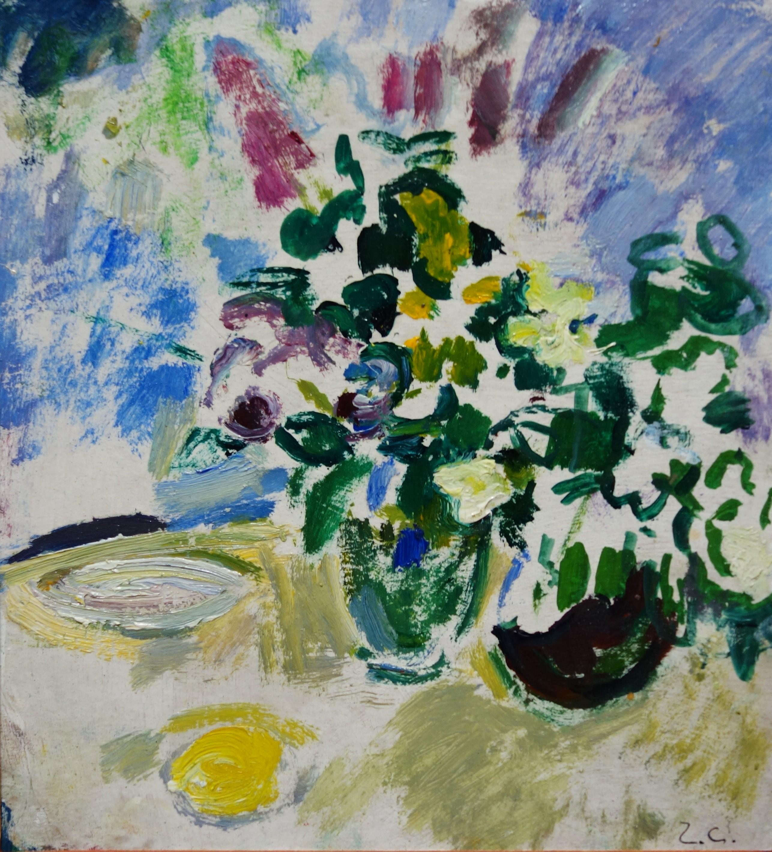  Flowers   Oil cm. 19 x 21   1974 - Painting by Gleb Savinov