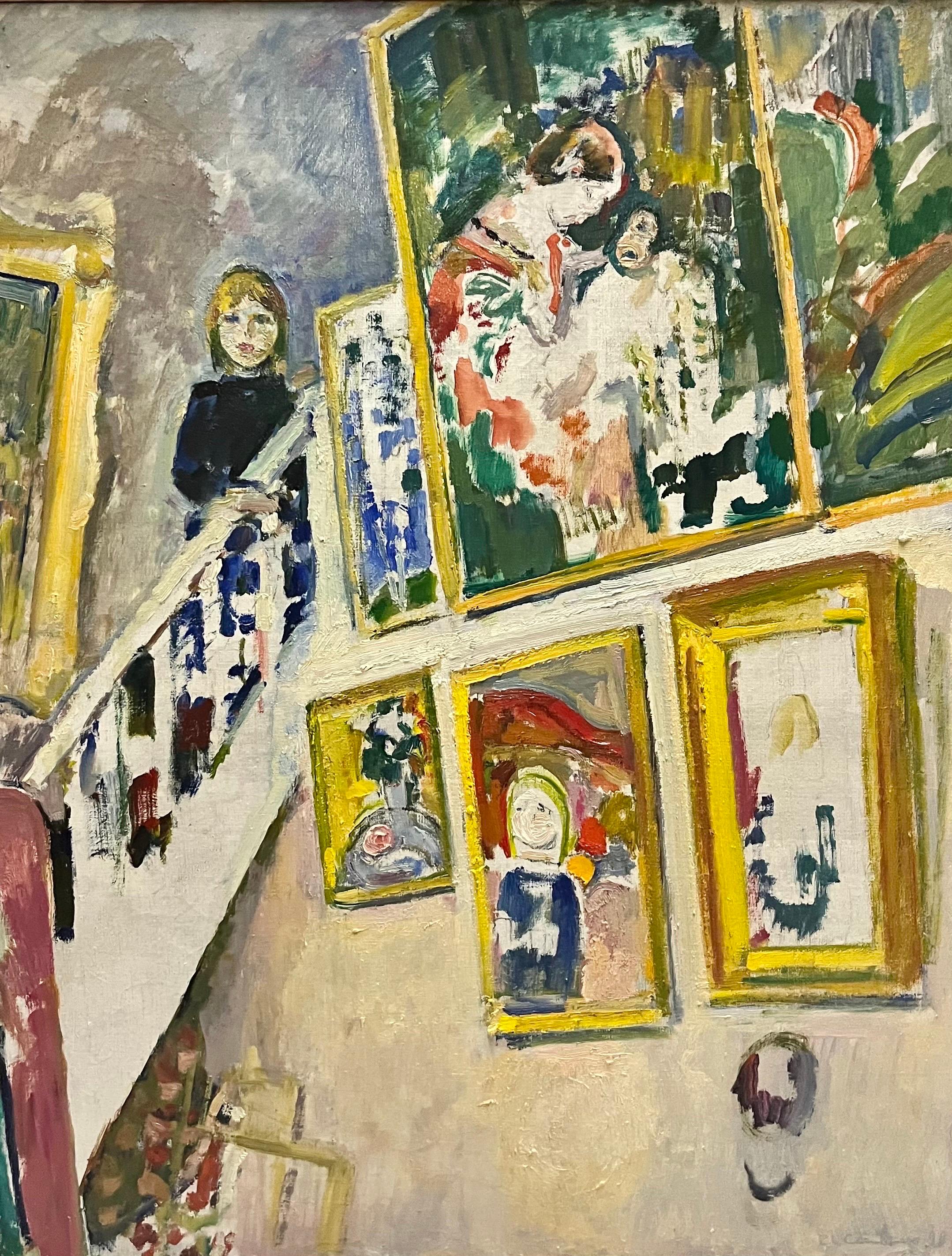 Gleb Savinov Interior Painting - "Interior with little girl" Oil  cm. 64 x 81  1977