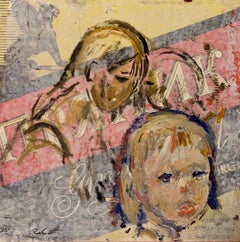 "Ritratto di bambina" Olio cm. 20 x 20 bambini, rosa, russia