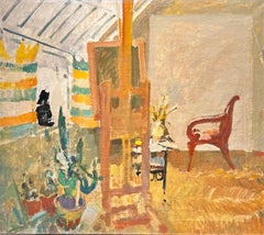 "Studio interior with black cat" Oil cm. 76 x 66 1983 Oil
