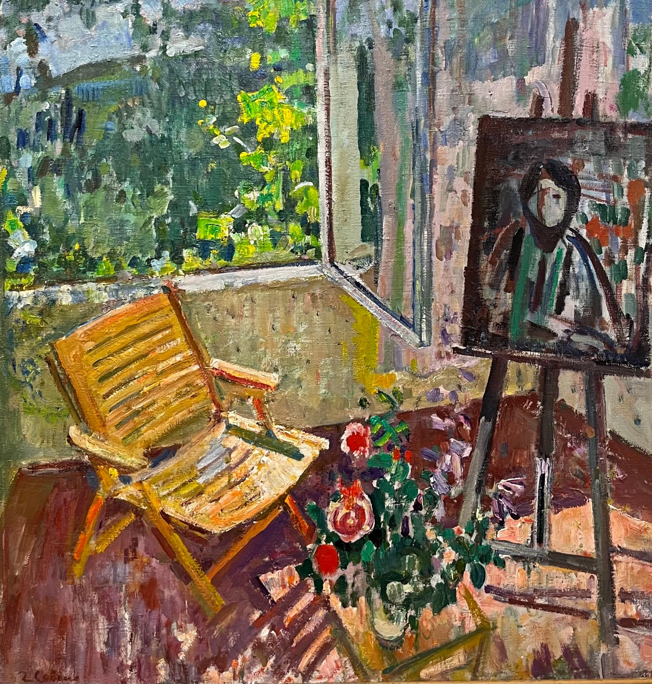 Gleb Savinov Interior Painting - "Veranda" window, summer, Russia, cm. 82 x 86 1983