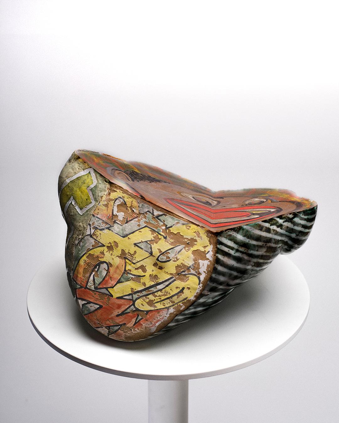 Glazed Gleeful Anxiety in Stoneware and Glaze by Malcolm Mobutu Smith For Sale