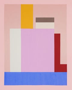 Postcard, large scale modern abstract original painting, colorful minimalist art