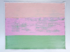Blush, Contemporary Abstract Landscape in Pink and Green, Textured Minimalist