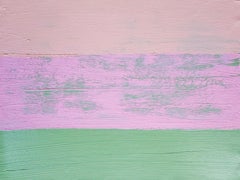 Blush, Contemporary Abstract Landscape in Pink and Green, Textured Minimalist