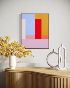 Familiar, Modern Minimal Geometric Painting, Colorful Abstract Original 16x20