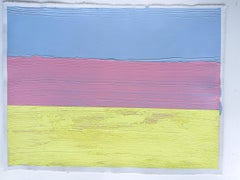 Field, Contemporary Abstract Landscape Painting in Blue and Pink, Minimalist