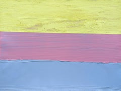 Field, Contemporary Abstract Landscape Painting in Blue and Pink, Minimalist
