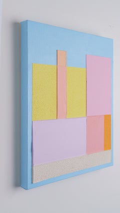 Pause, Modern Minimal Geometric Urban Landscape Painting, Colorful Abstract Art
