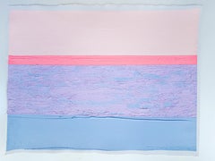 Quiet Light, Contemporary Abstract Landscape, Lilac, Blue and Pink, Textured Art