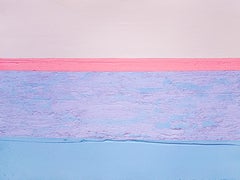 Quiet Light, Contemporary Abstract Landscape, Lilac, Blue and Pink, Textured Art