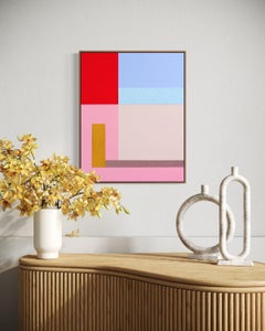 Streets, Modern Minimal Geometric Painting, Colorful Abstract Original 16x20