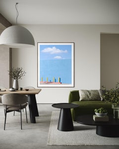 Blueprints, Modern Abstract Minimalist Architecture, Blue, Photography, Signed