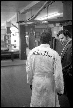 Vintage Miles Davis in his boxing robe at Gleason's Gym, NYC, 1970