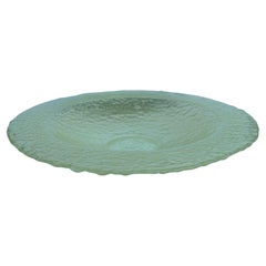 Assiette de présentation / centre de table en verre Glen Lukens « Desert Gold » jaune signé