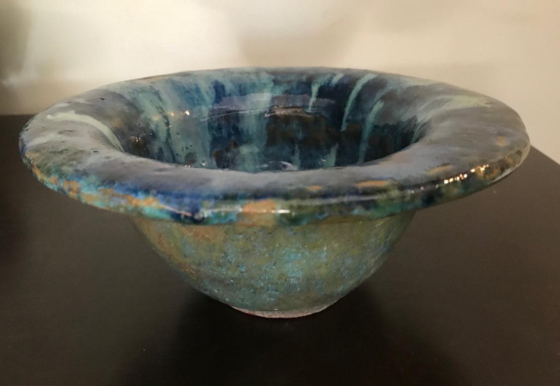 Cuenco de cerámica esmaltada California Pottery, moderno de mediados de siglo, firmado por Glen Lukens Moderno de mediados de siglo en venta