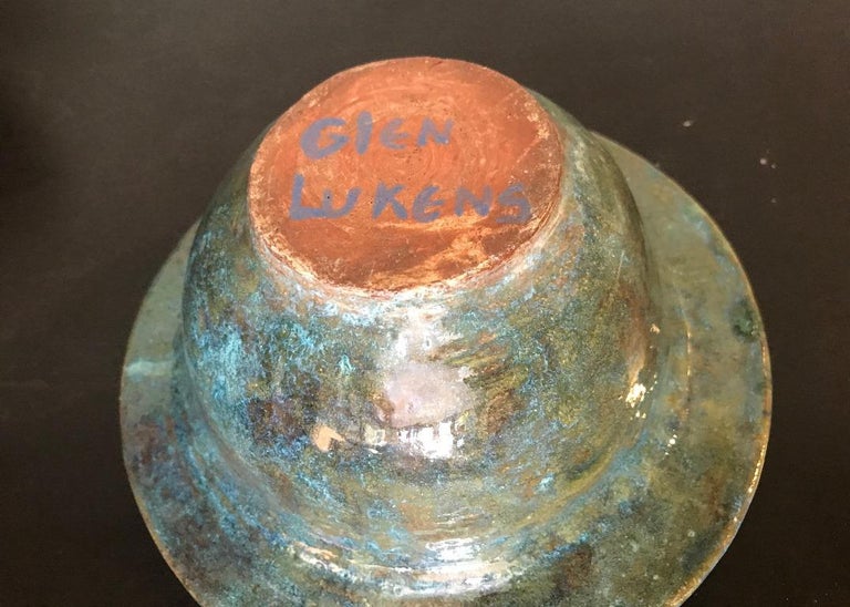 Glen Lukens Signed Mid-Century Modern Glazed Ceramic California Pottery Bowl For Sale 1