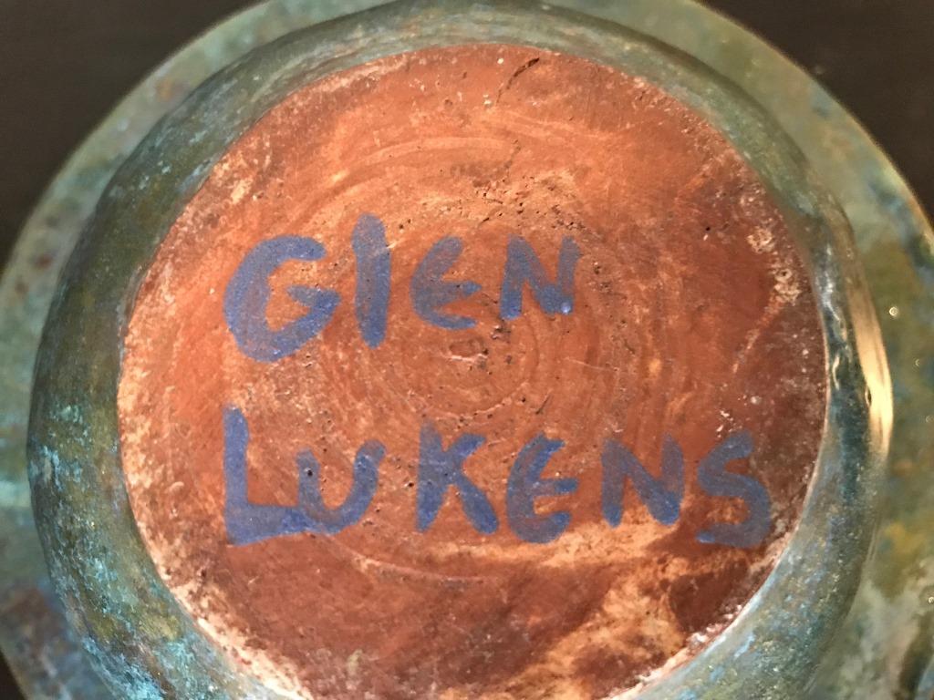 Glen Lukens Signed Mid-Century Modern Glazed Ceramic California Pottery Bowl In Good Condition For Sale In Studio City, CA