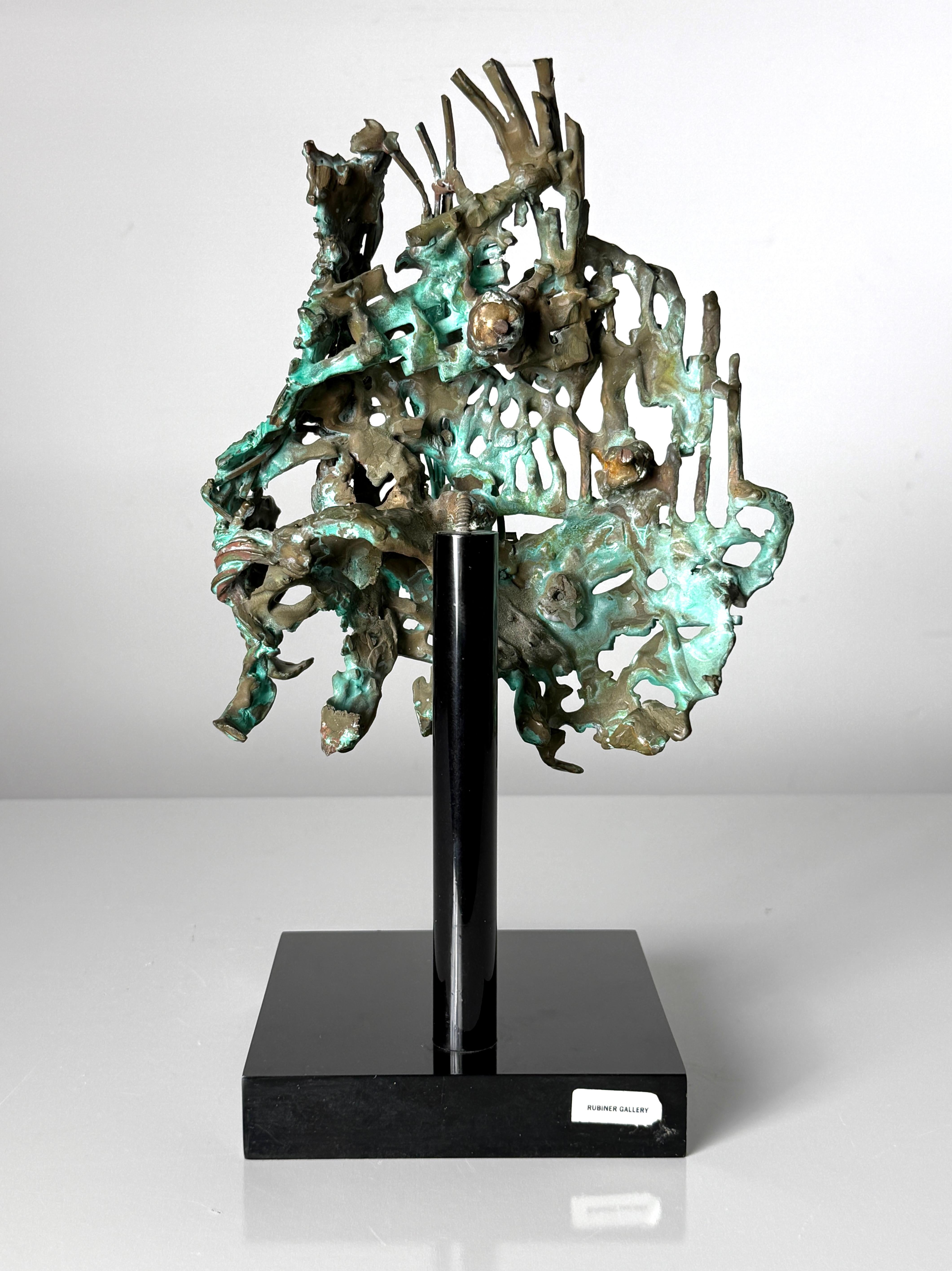 Glen Michaels Abstract Brutalist Bronze Table Top Sculpture 1970s For Sale 4