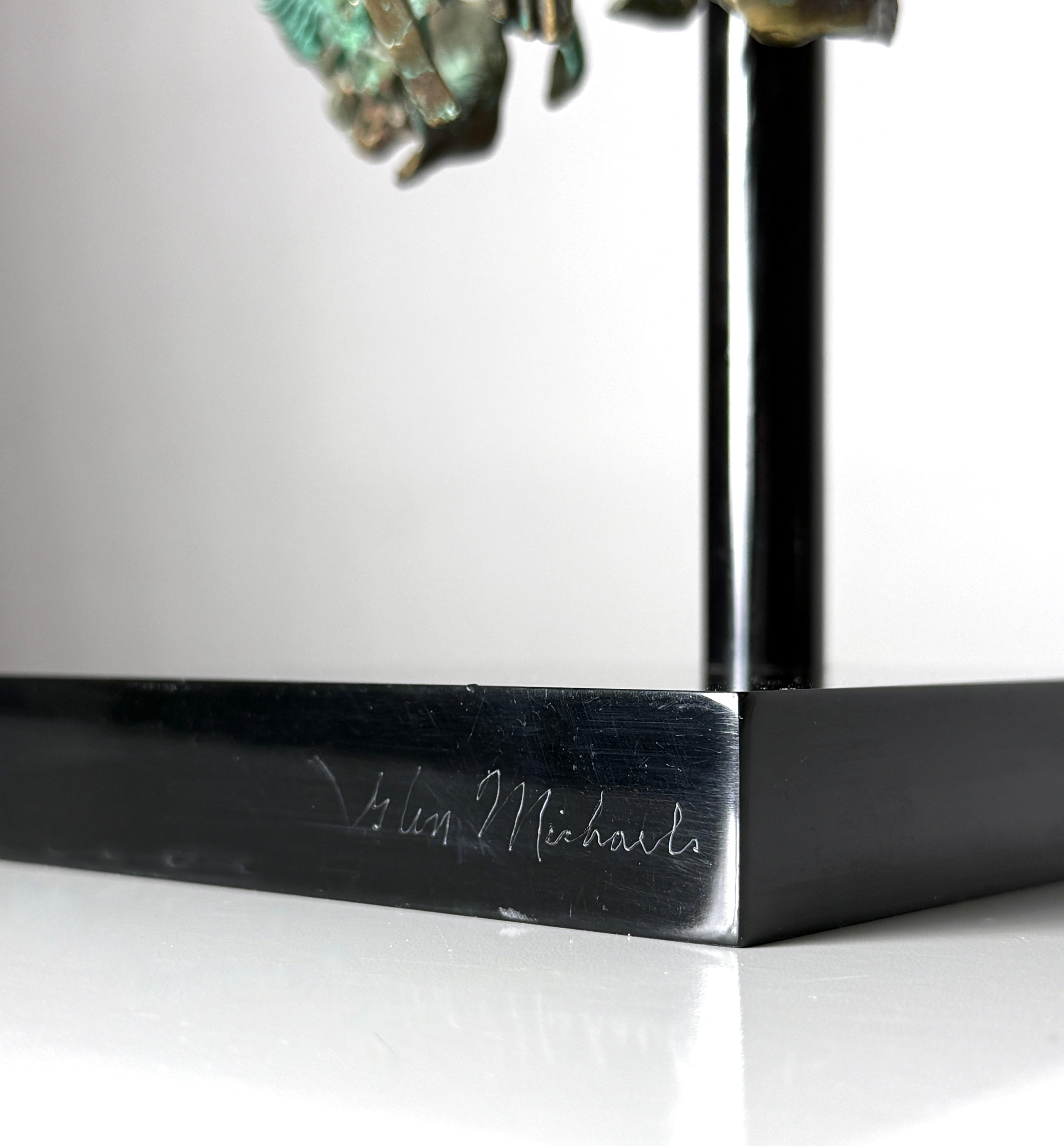 Glen Michaels Abstract Brutalist Bronze Table Top Sculpture 1970s For Sale 5