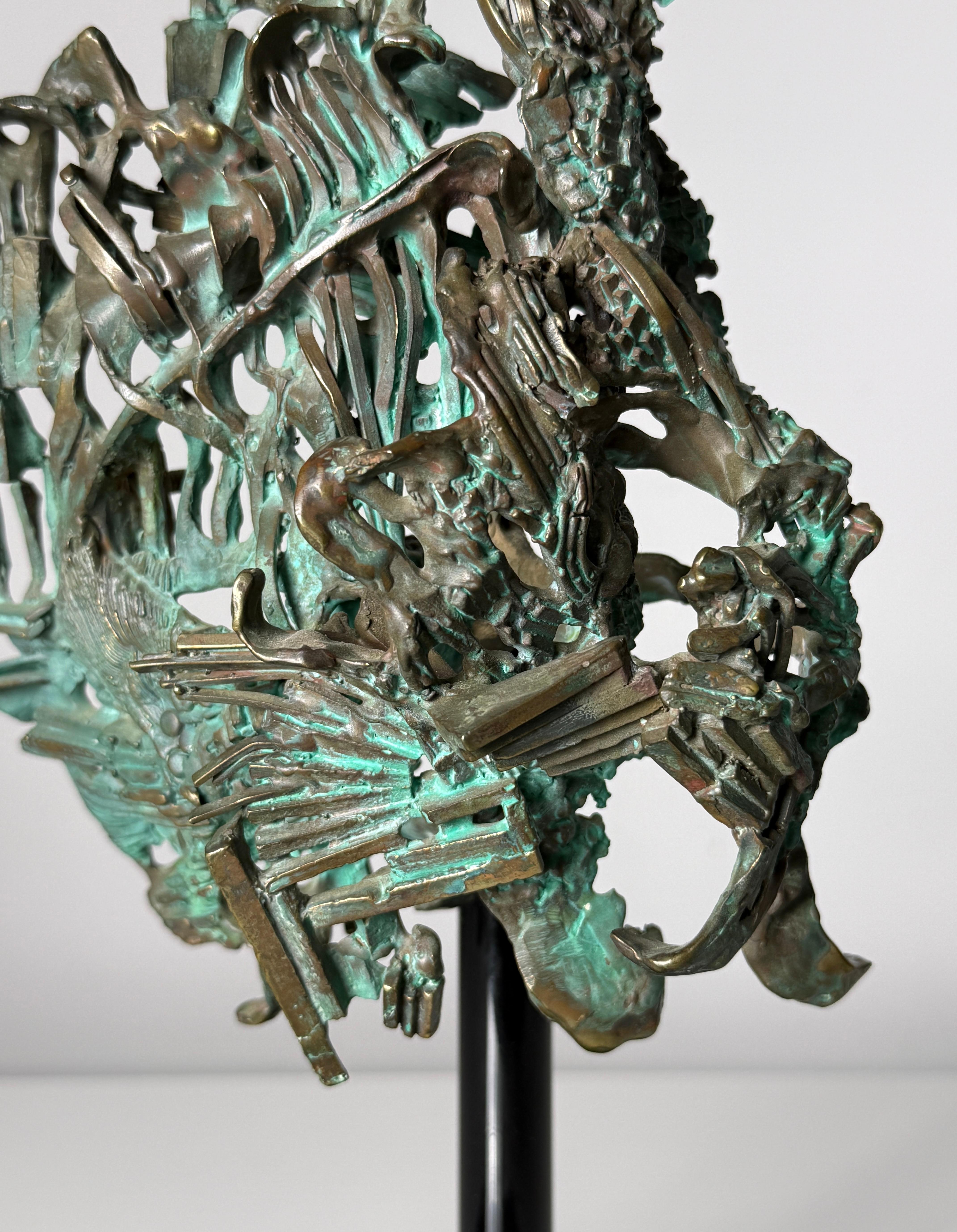American Glen Michaels Abstract Brutalist Bronze Table Top Sculpture 1970s For Sale