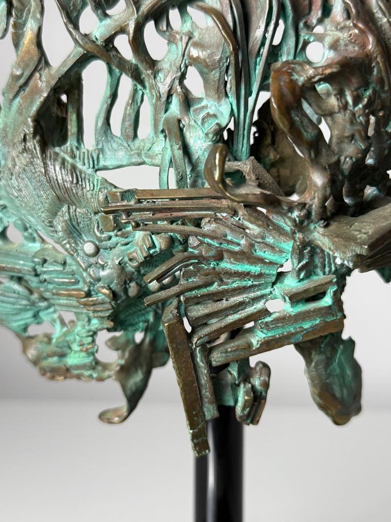 Late 20th Century Glen Michaels Abstract Brutalist Bronze Table Top Sculpture 1970s For Sale