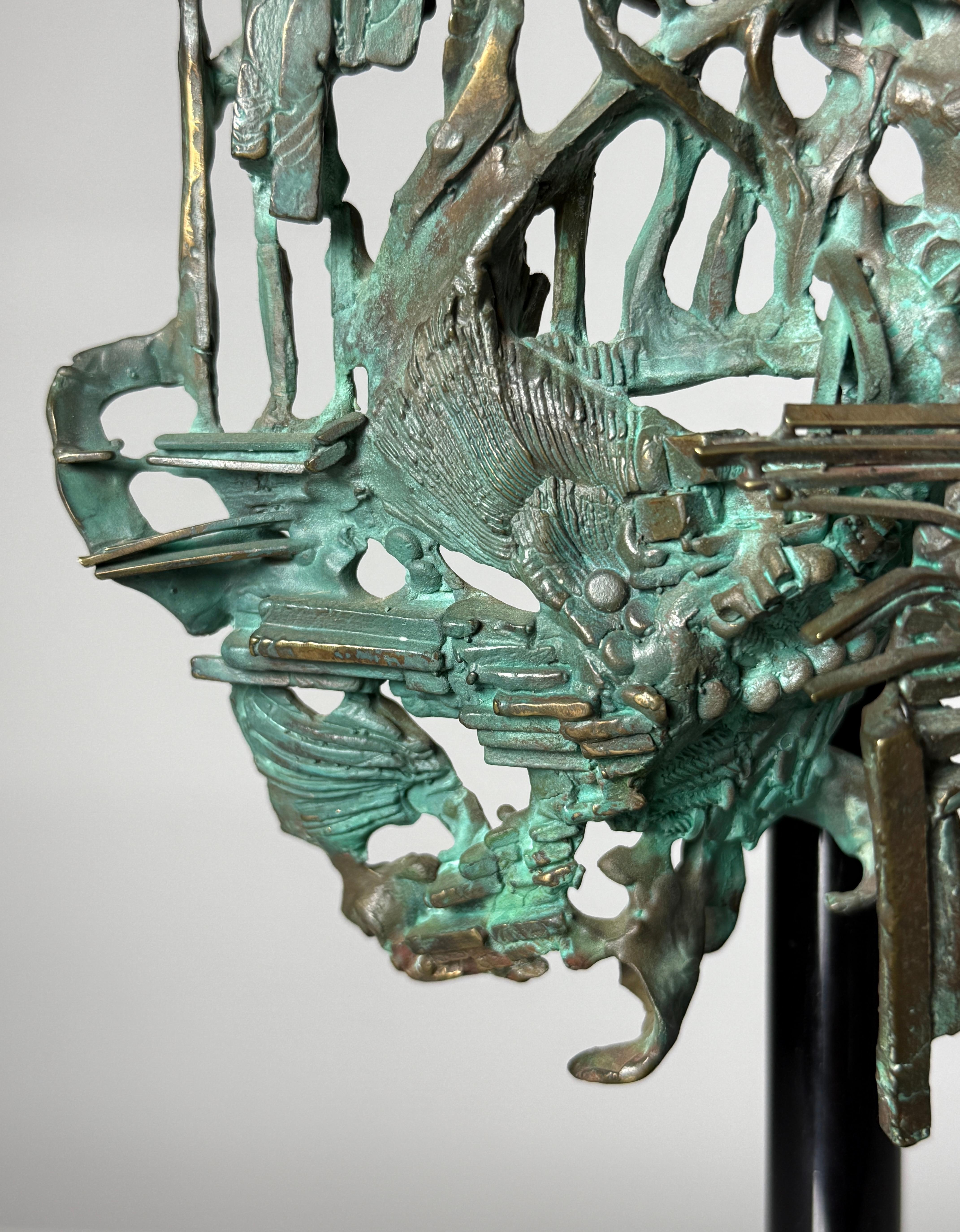Glen Michaels Abstract Brutalist Bronze Table Top Sculpture 1970s For Sale 1