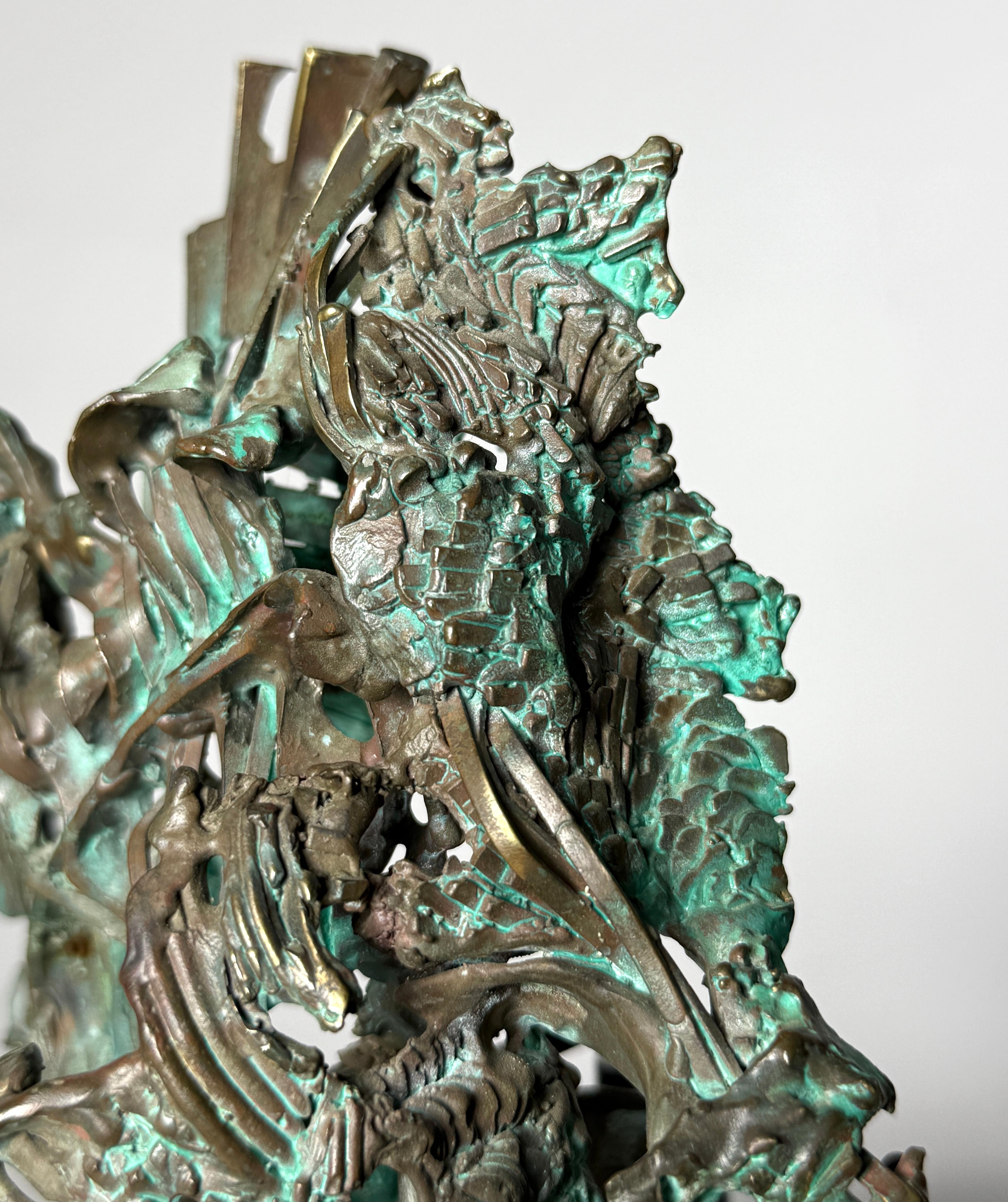 Glen Michaels Abstract Brutalist Bronze Table Top Sculpture 1970s For Sale 2