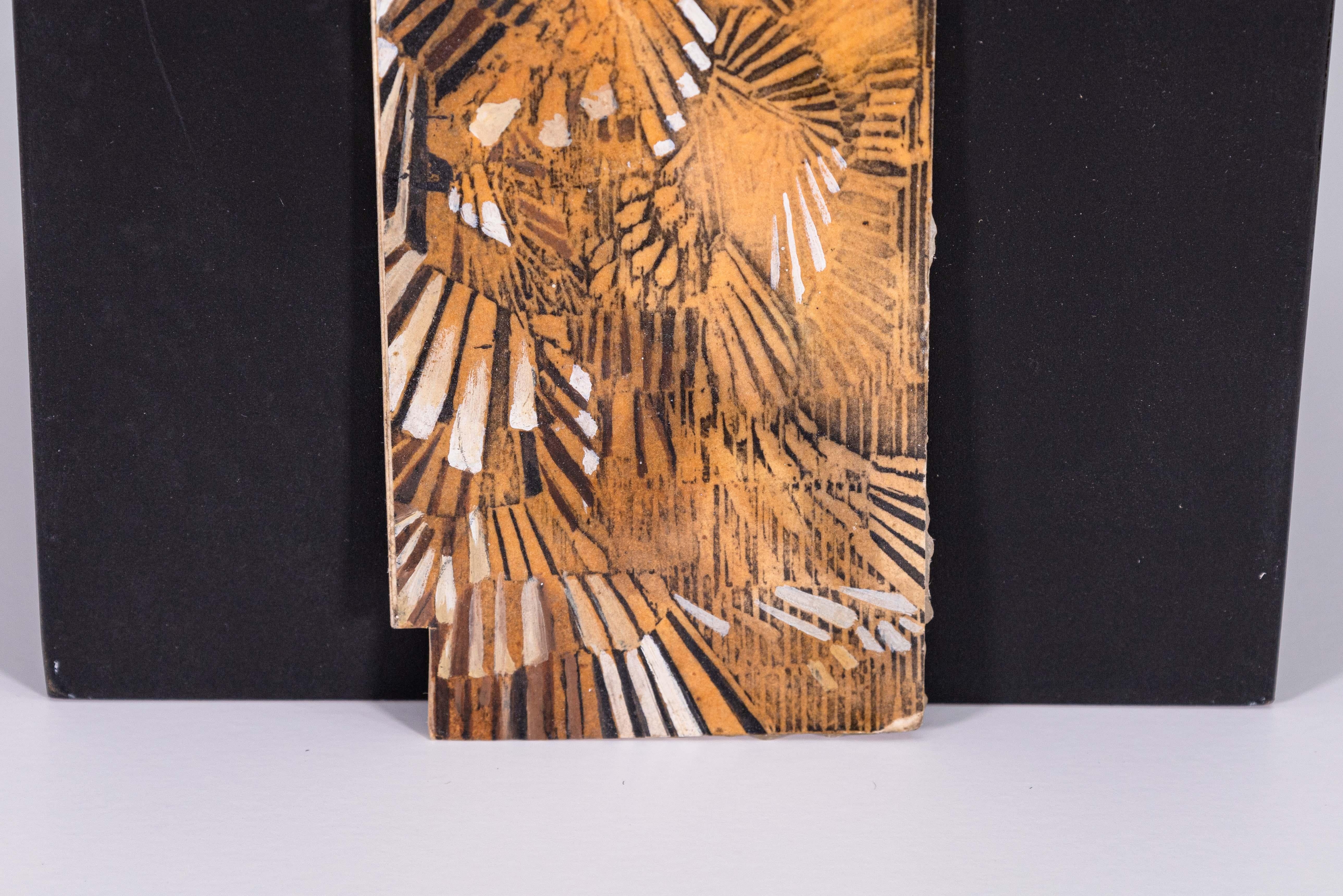Contemporary Glen Michaels Modern Mixed-Media Study Painting Cardboard Unsigned 16.5h x 2.5w For Sale