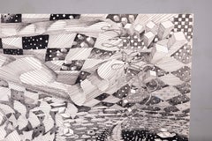 Glen Michaels Signed Modern Pen and Spiral Notebook Drawing on Paper 17h x 14w