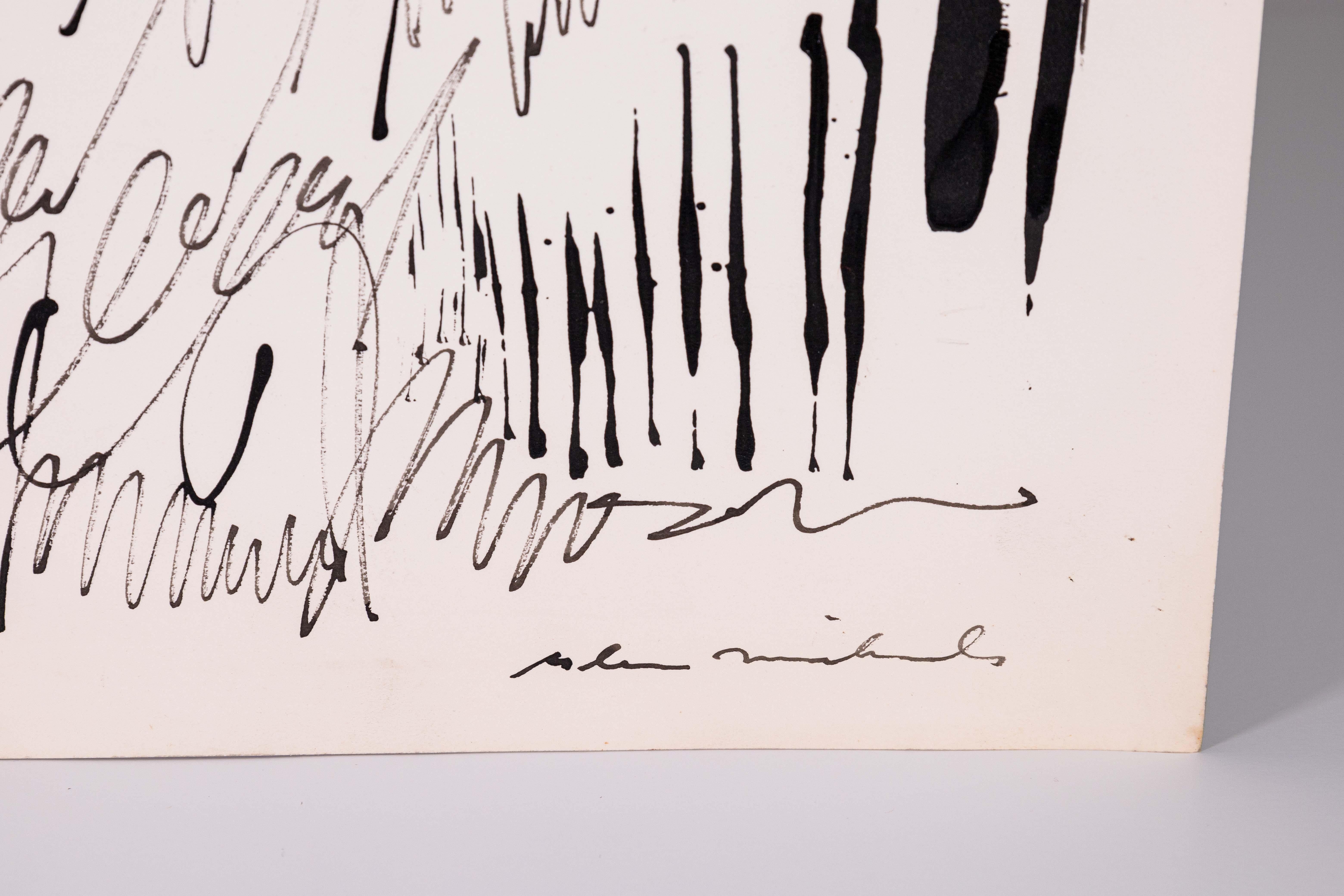 Glen Michaels Signed Set of 3 Modern Signed Ink Drawings on Paper 23x14.5 In Good Condition For Sale In Keego Harbor, MI