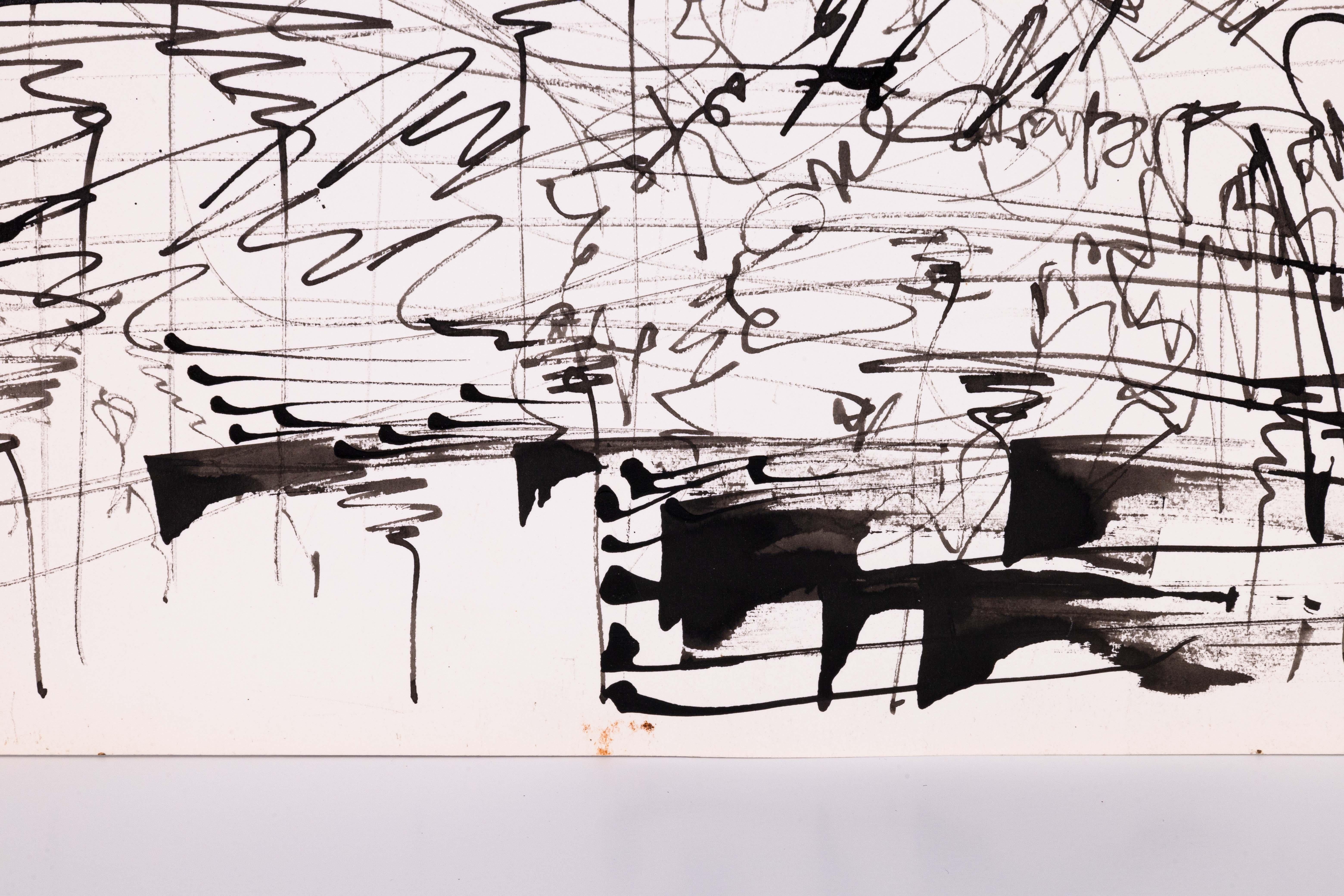 Glen Michaels Signed Set of 3 Modern Signed Ink Drawings on Paper 23x14.5 For Sale 4