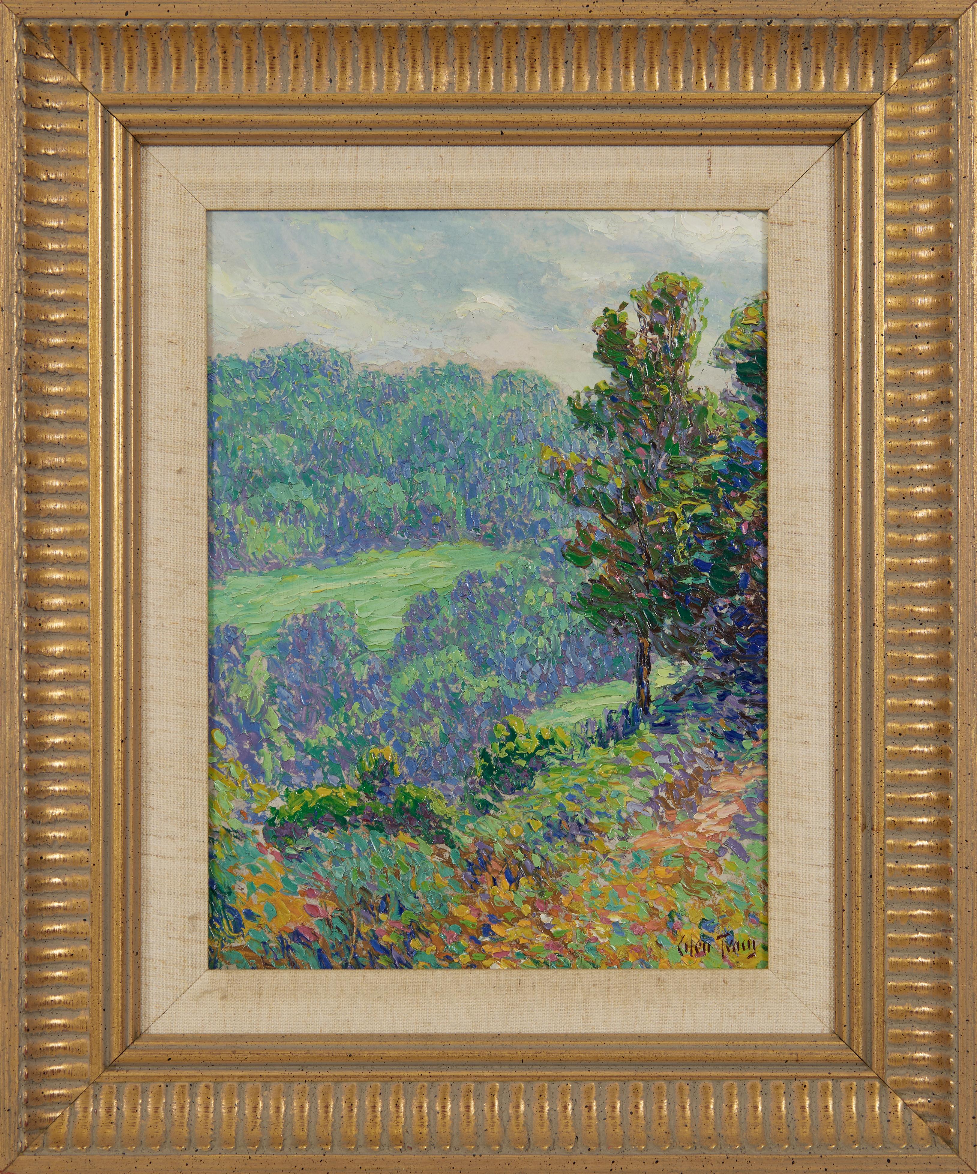 Glen Tracy Landscape Painting – Summer Impressionist Landscape w/ Trees