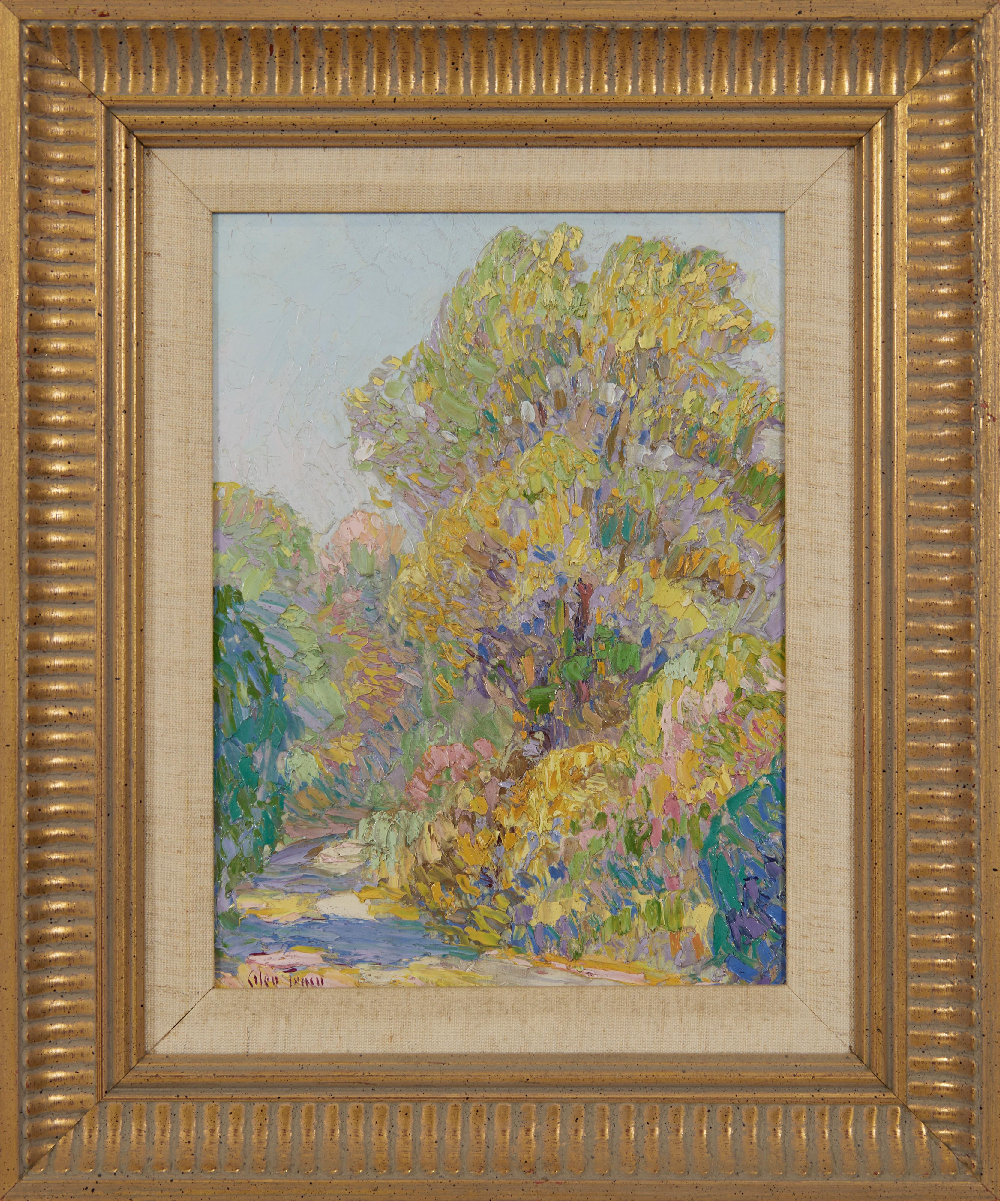 Glen Tracy Landscape Painting – The Tulip Poplar on Salem Pike, Impressionist Tree Landscape