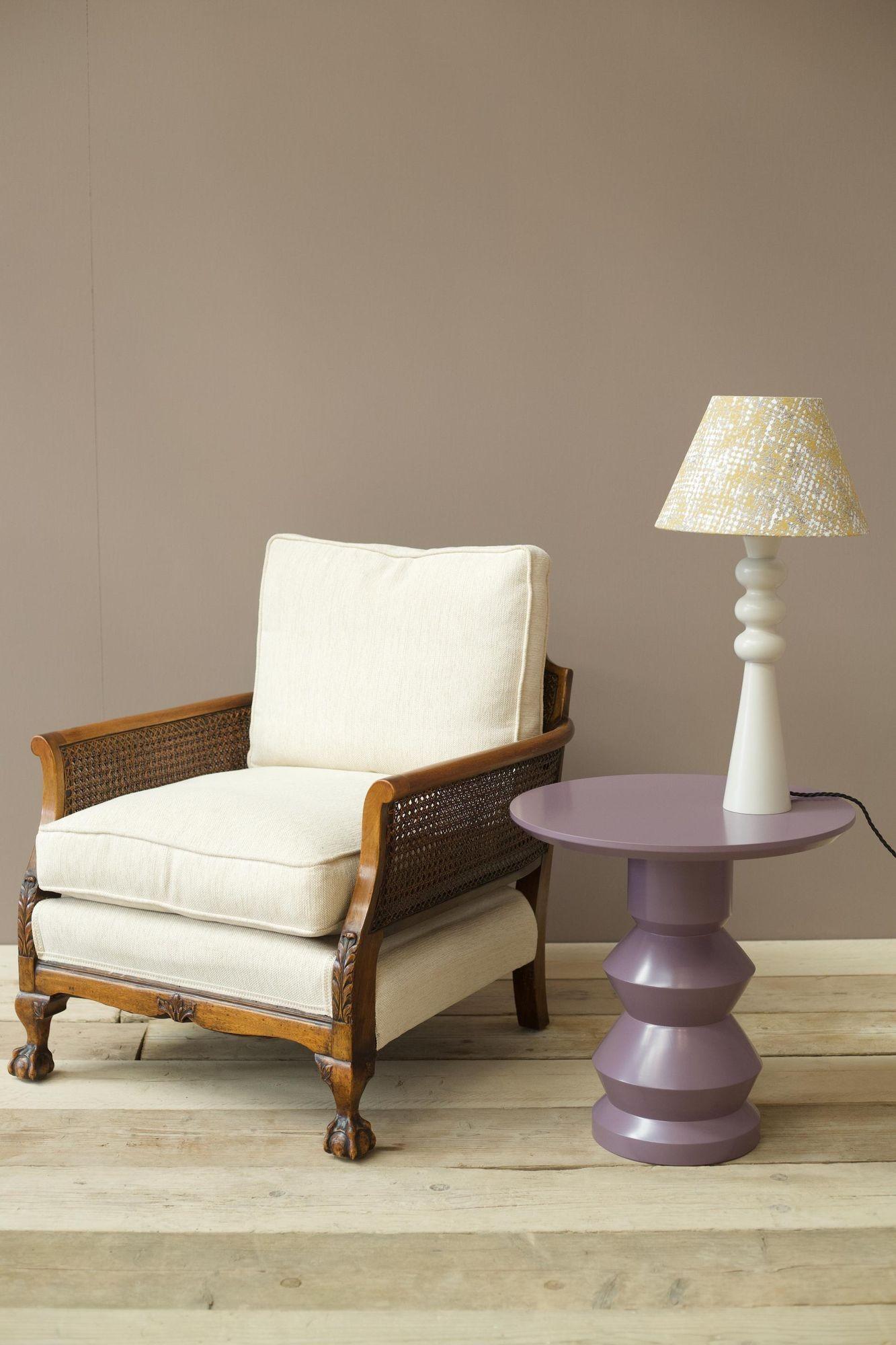 Contemporary 'Glen' Turned Wood Lacquered Side Table, Heather For Sale