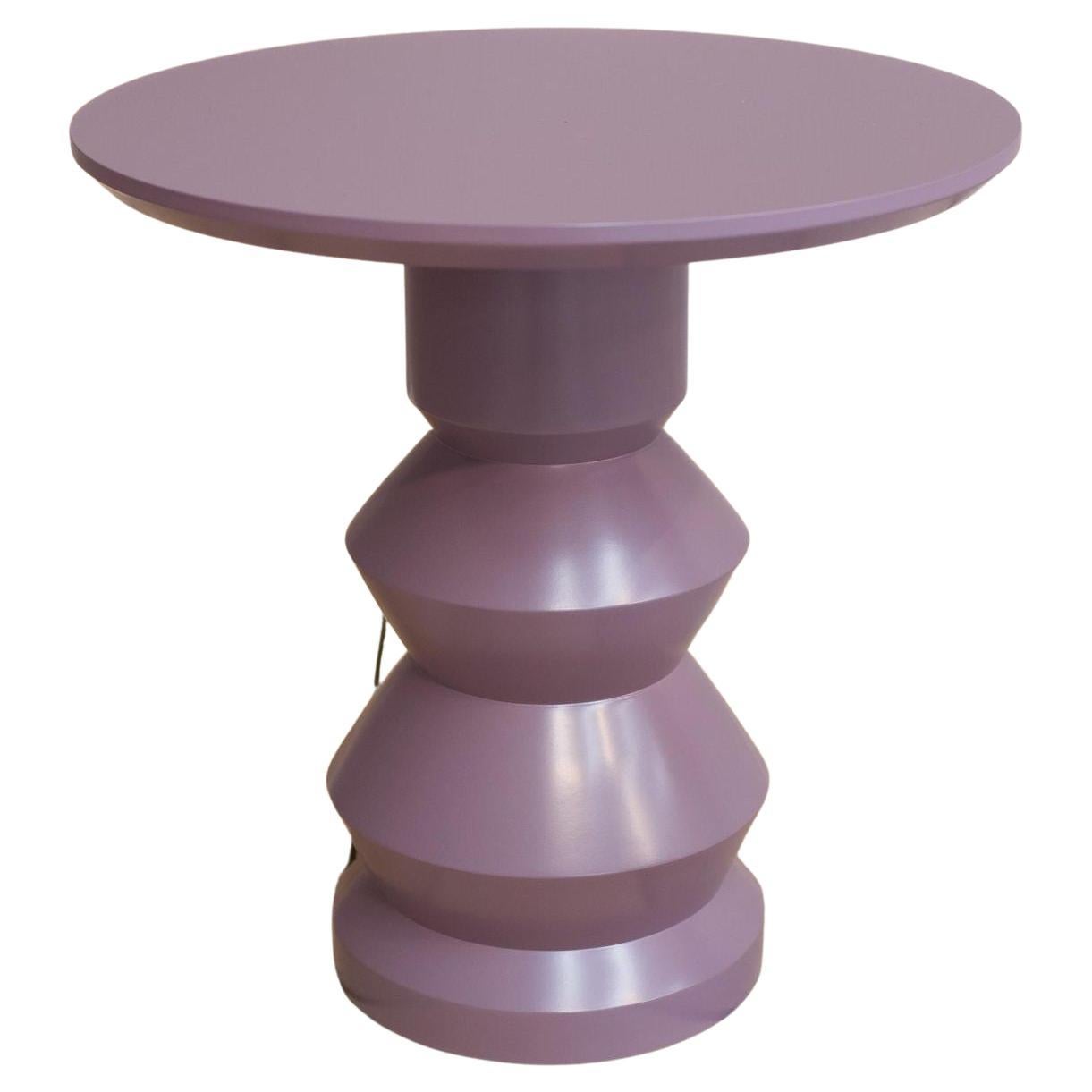 'Glen' Turned Wood Lacquered Side Table, Heather For Sale