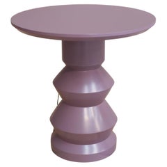 'Glen' Turned Wood Lacquered Side Table, Heather