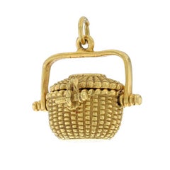 Glenaan Elliott Robbins Nantucket Lightship Basket Pendentif vintage en or jaune 18 carats