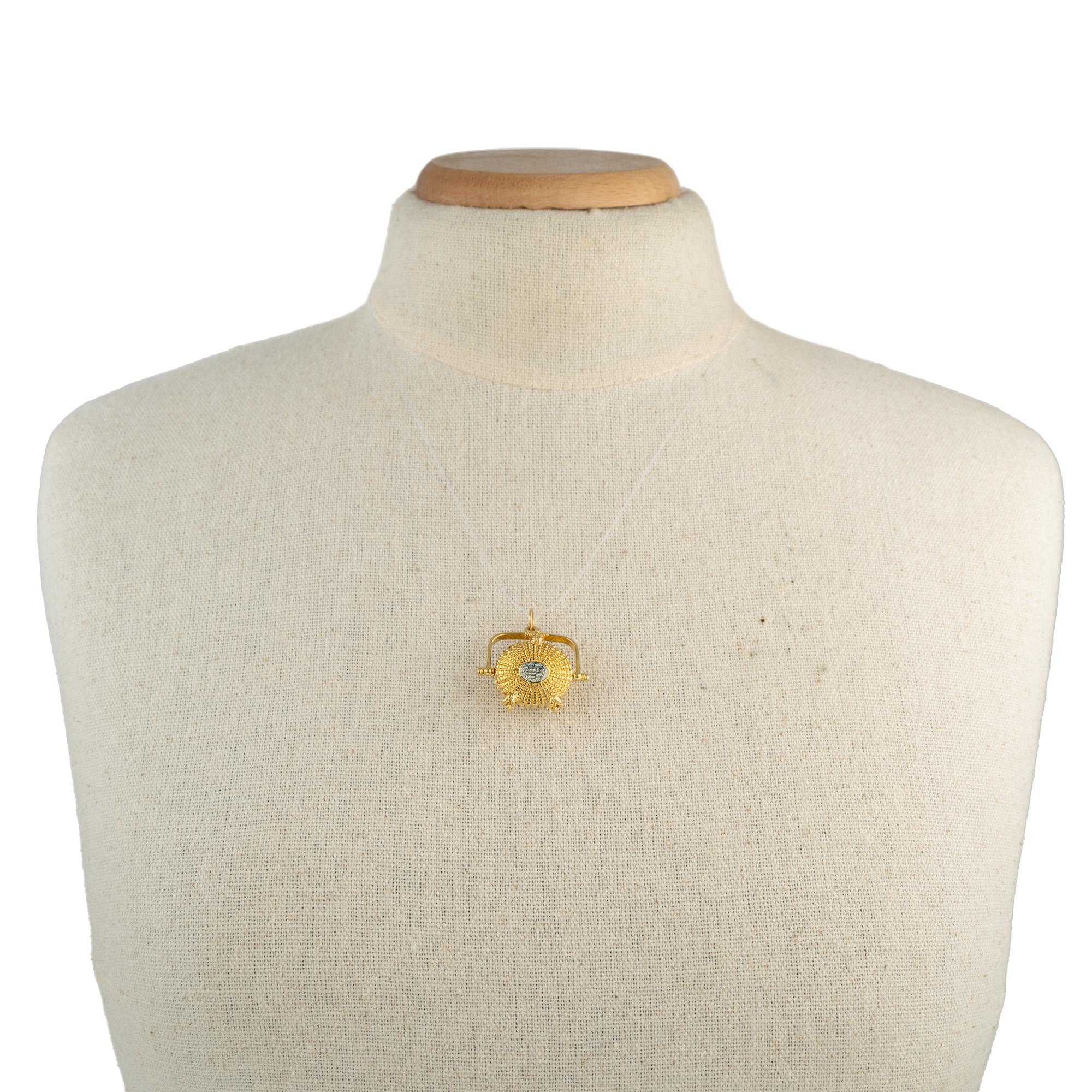 Glenaan Signed 1977 18k Yellow Gold Nantucket Basket Pendant 6