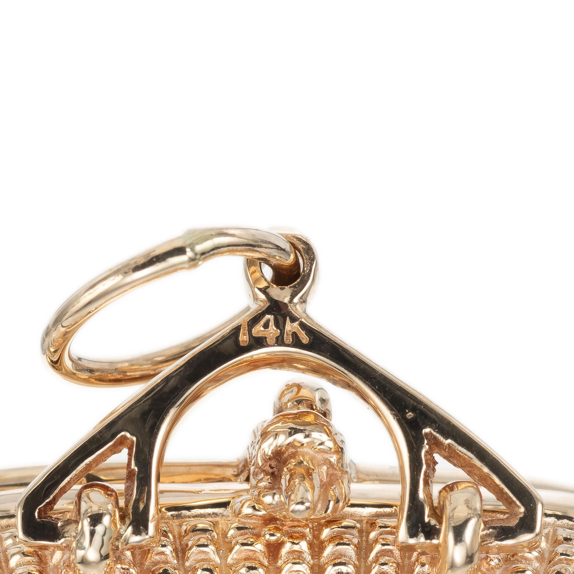 Women's Glenann Yellow Gold Large Nantucket Basket Charm Pendant For Sale