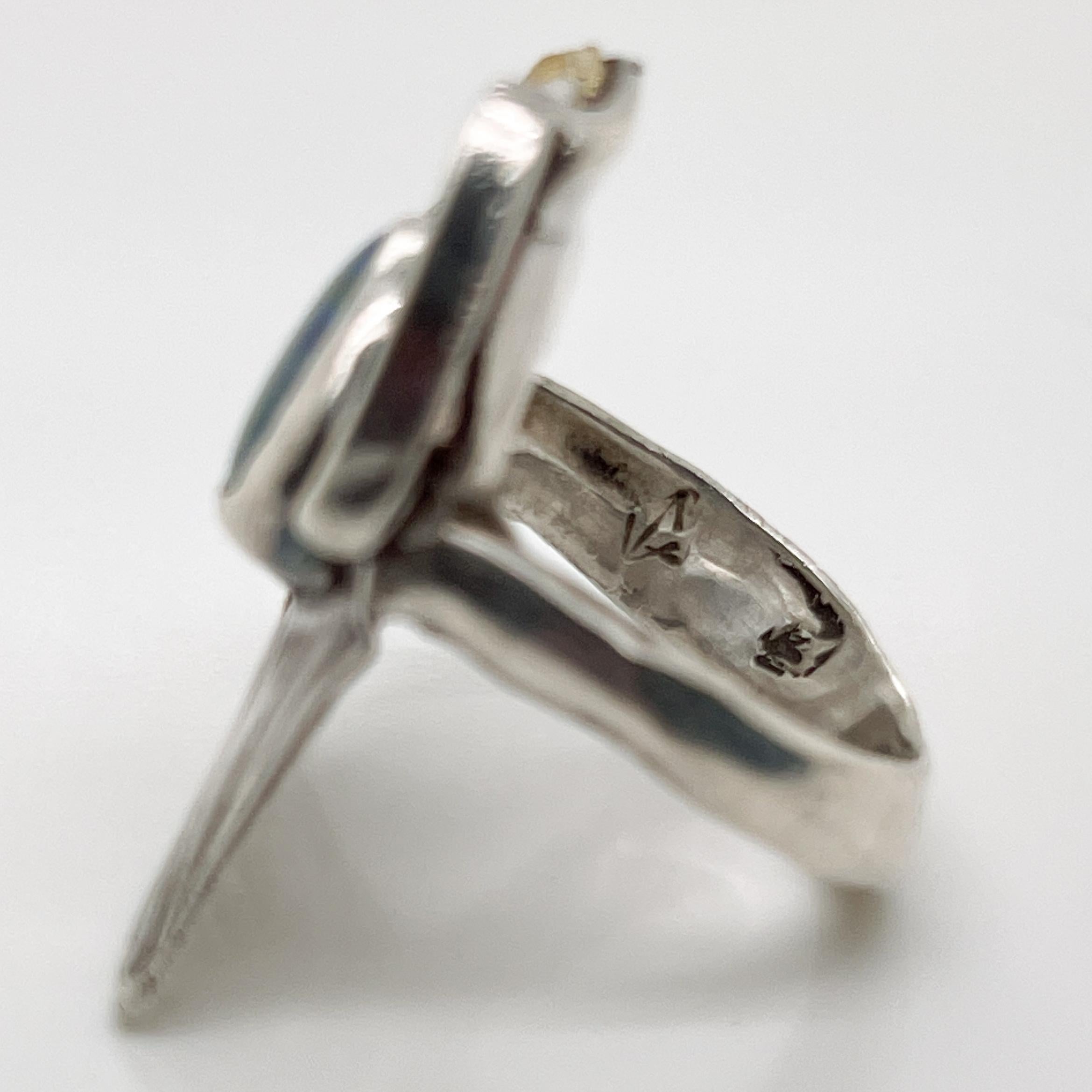 Glenda Arentzen Gold, Sterling Silver & Opal Modernist Ring, Ex-Aaron Faber For Sale 3