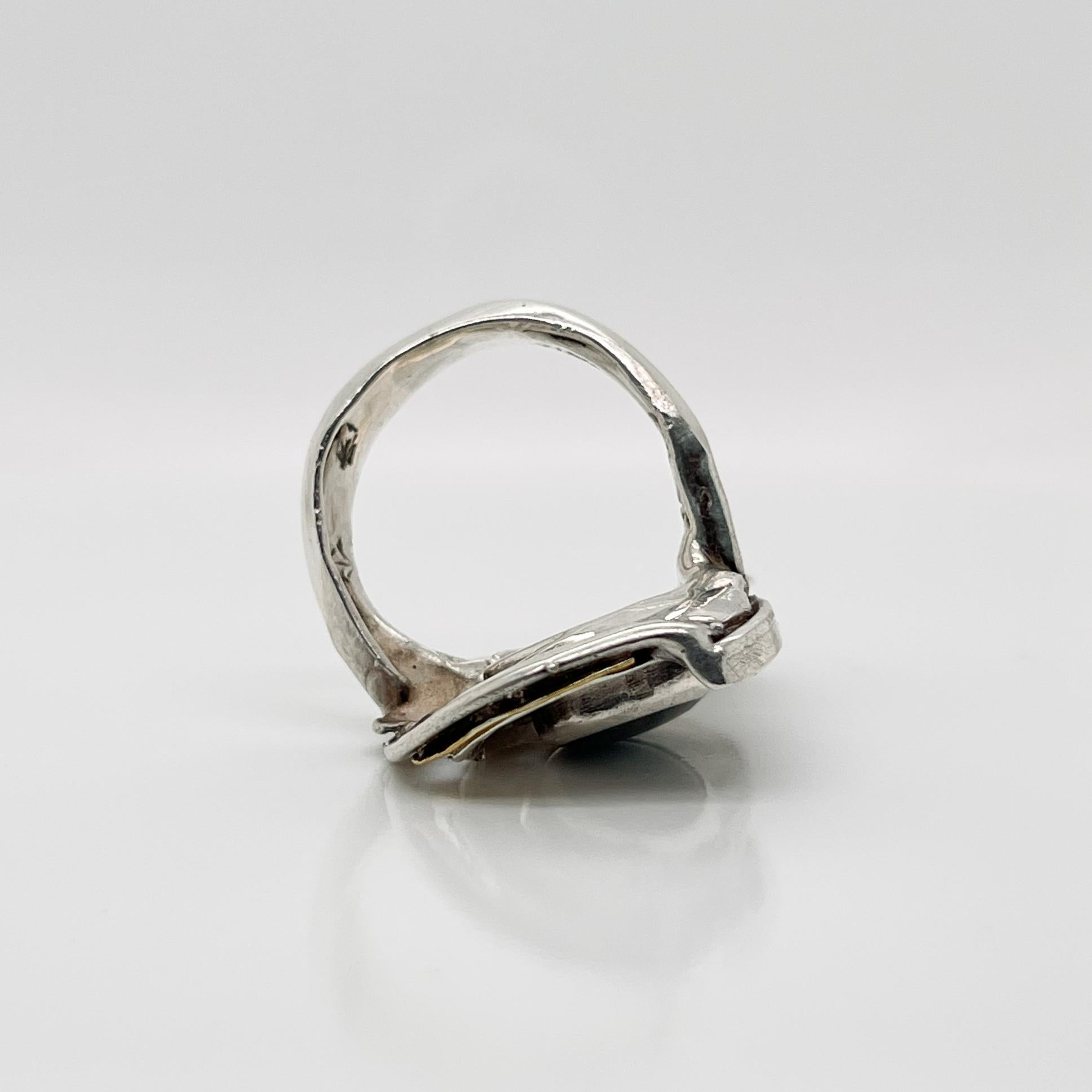 Glenda Arentzen Gold, Sterling Silver & Opal Modernist Ring, Ex-Aaron Faber For Sale 4