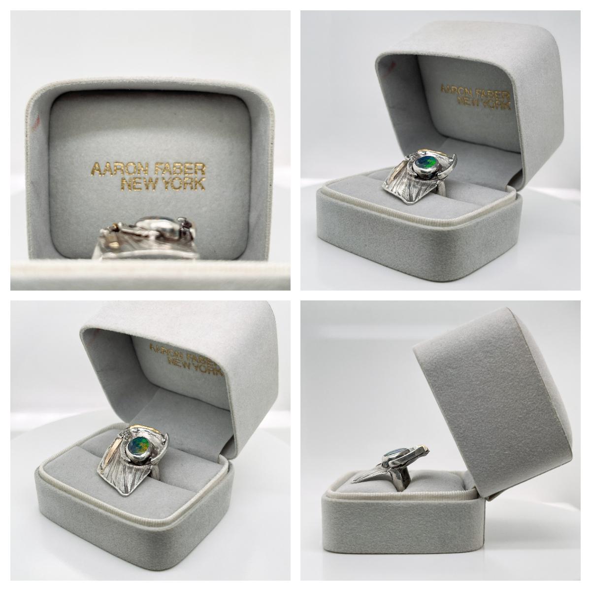 Glenda Arentzen Gold, Sterling Silver & Opal Modernist Ring, Ex-Aaron Faber For Sale 10