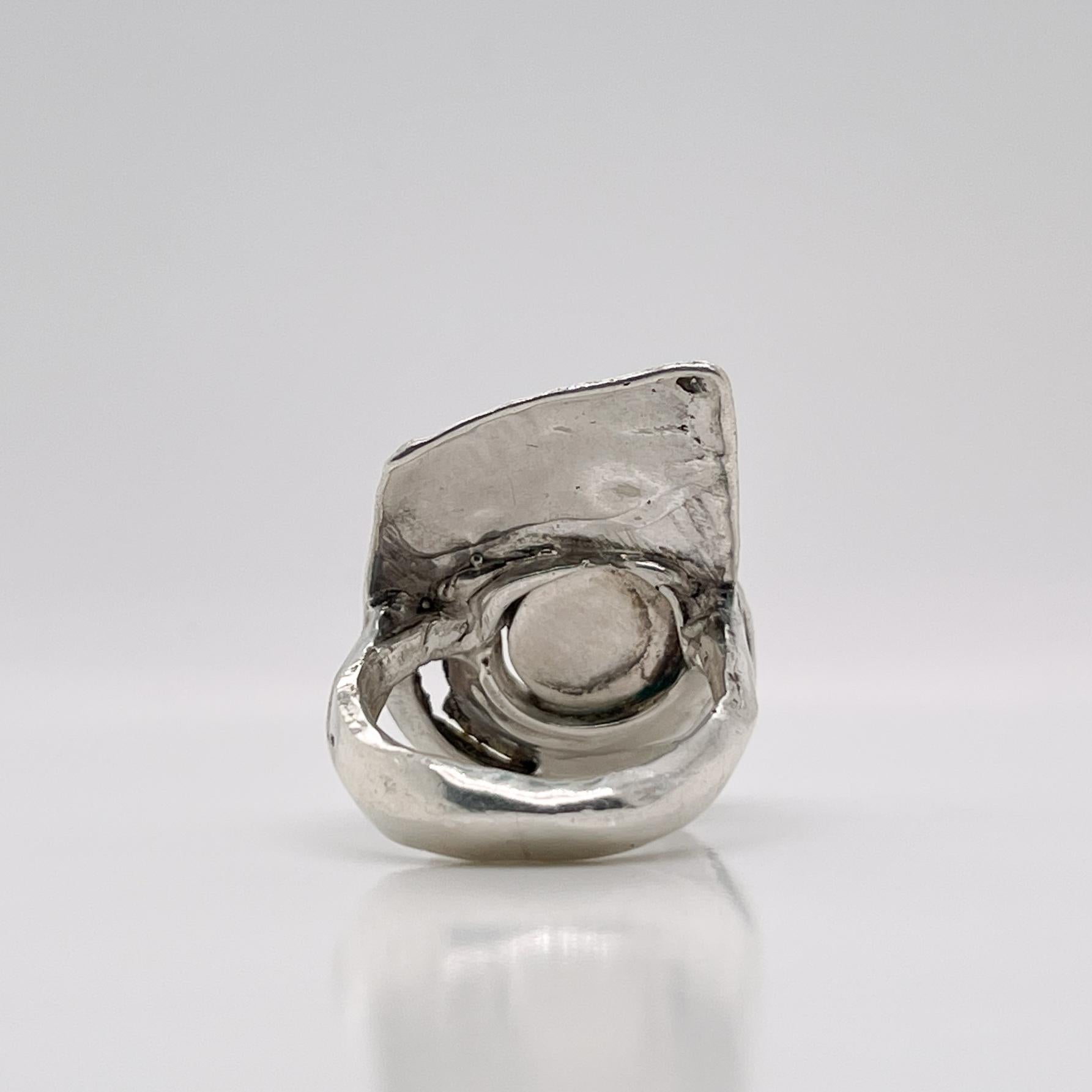 Women's or Men's Glenda Arentzen Gold, Sterling Silver & Opal Modernist Ring, Ex-Aaron Faber For Sale