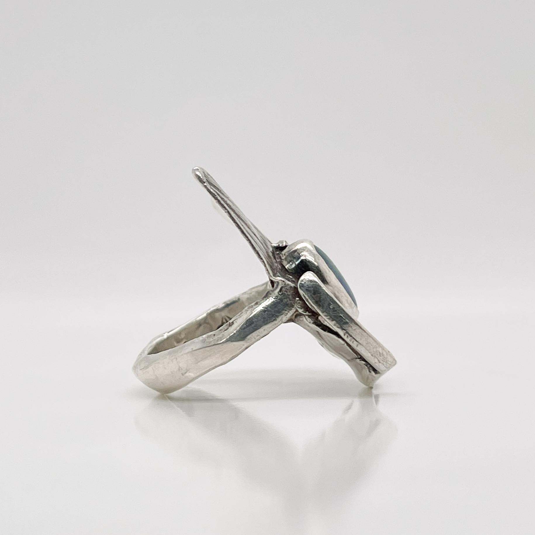 Glenda Arentzen Gold, Sterling Silver & Opal Modernist Ring, Ex-Aaron Faber For Sale 1