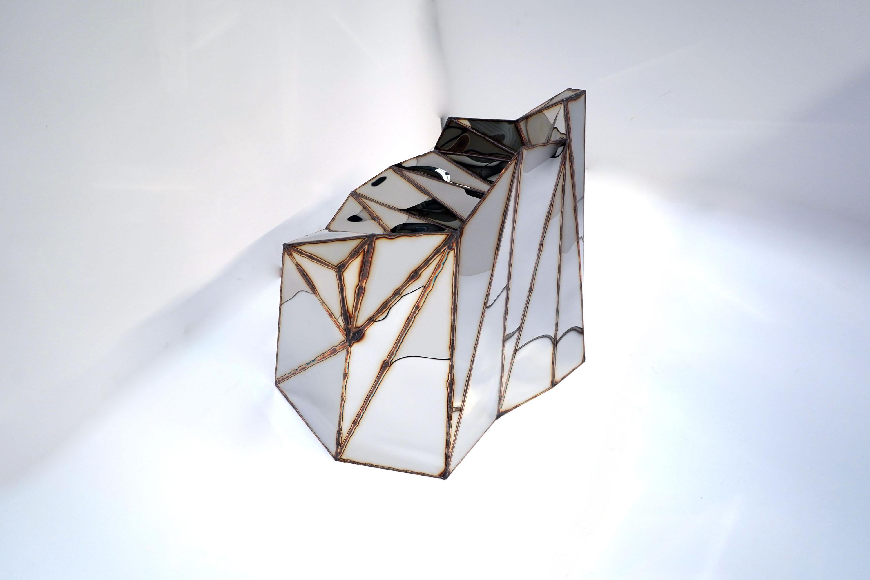 Chaise Glenda en acier inoxydable et poli miroir soudé par Julian Mayor en vente 8