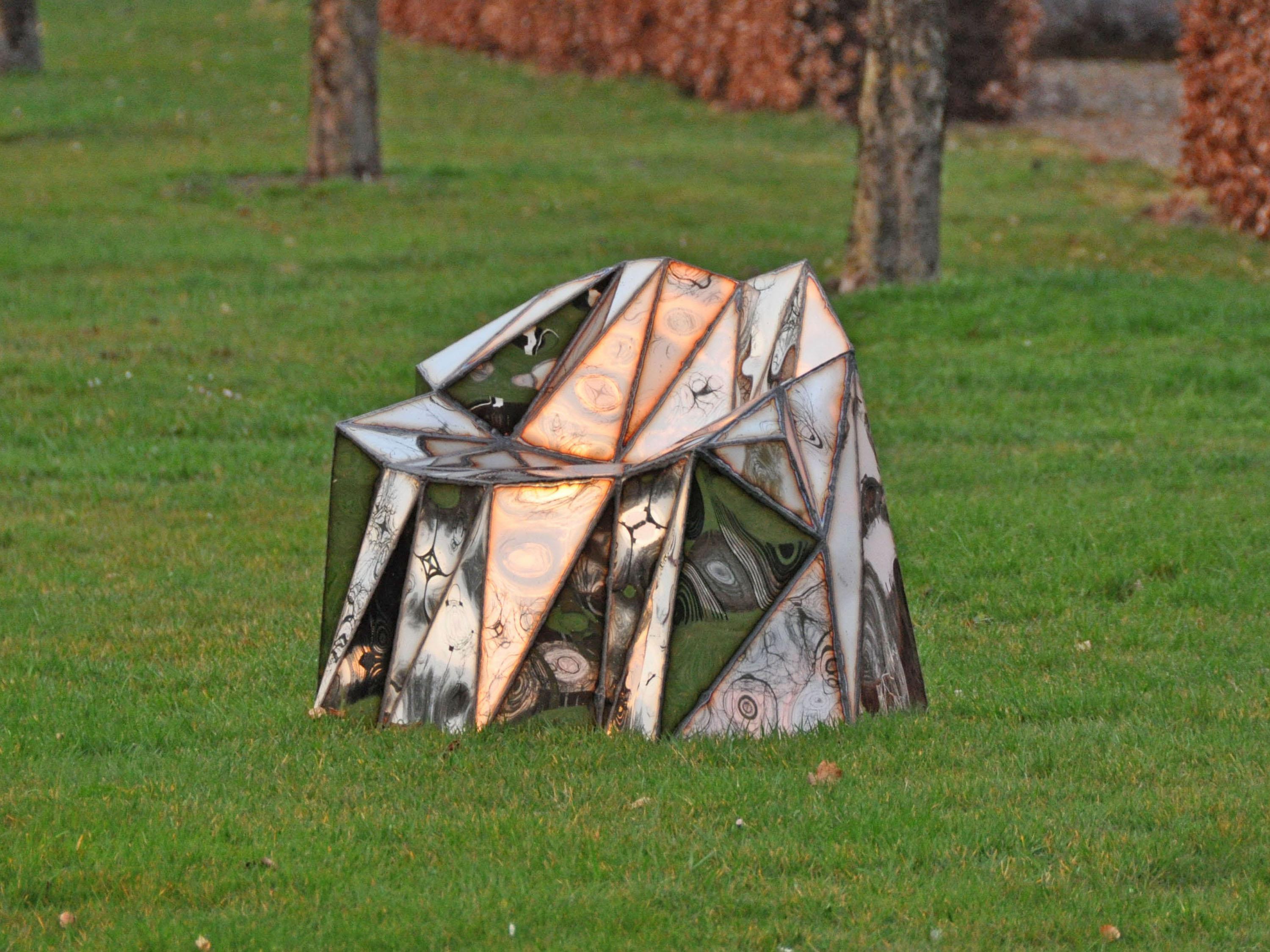 Britannique Chaise Glenda en acier inoxydable et poli miroir soudé par Julian Mayor en vente