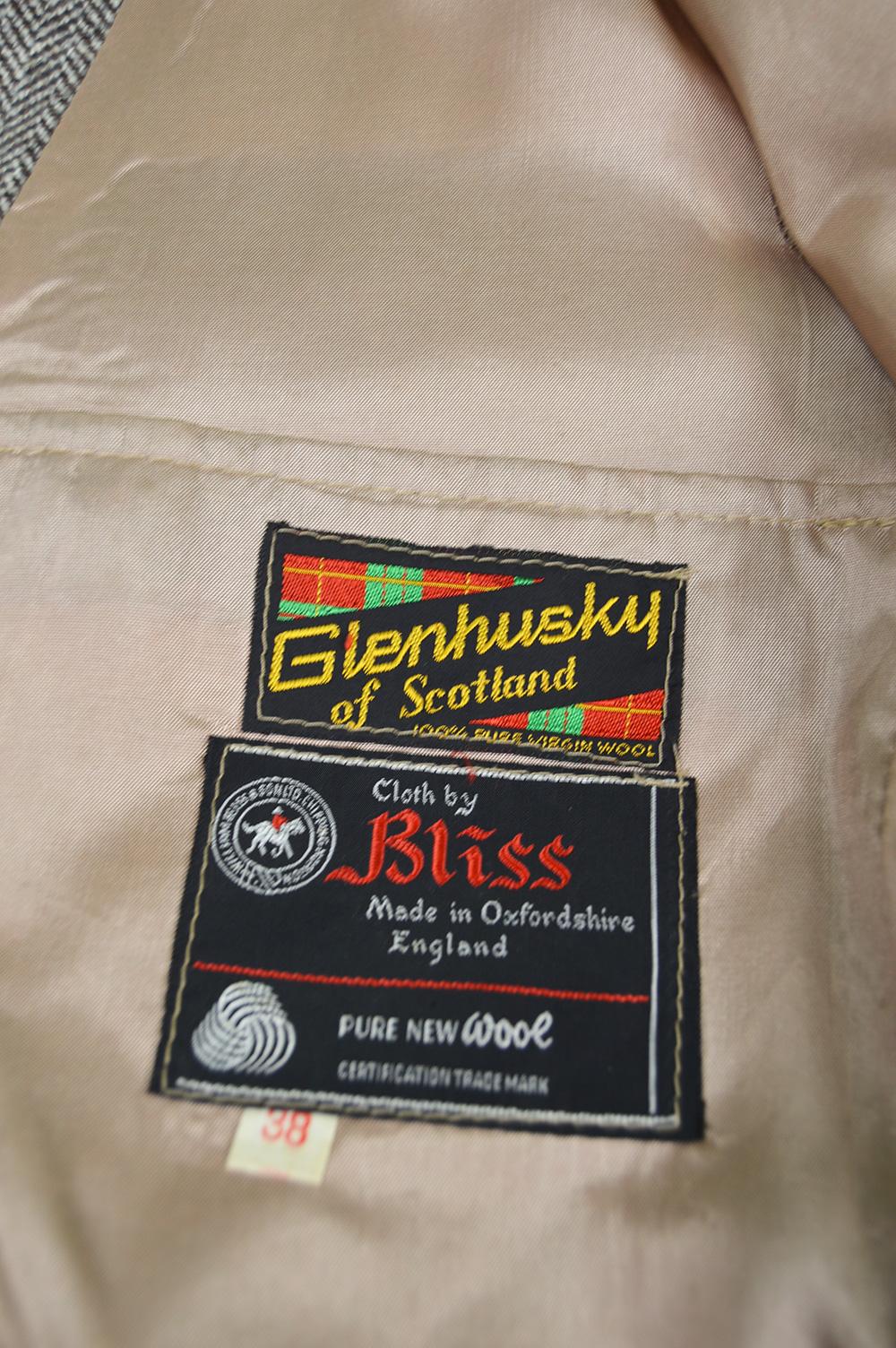 Glenhusky Pure Virgin Wool Herringbone Tweed & Suede Mens Vintage Norfolk Jacket 2