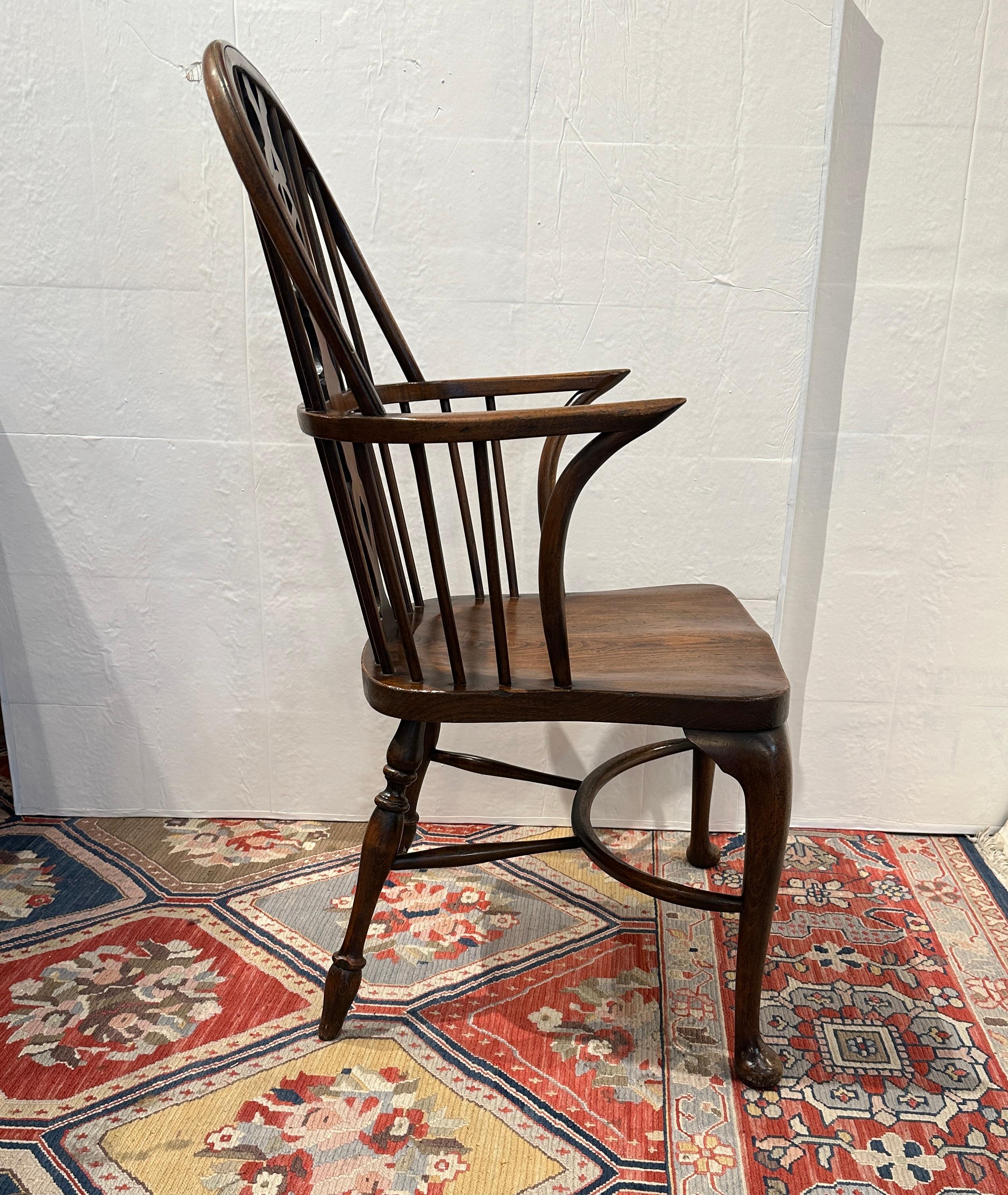 Elm Glenister Windsor Arm Chairs, Set 2 For Sale