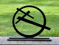 Brush Strokes, abstrakte Skulptur von Glenn Green, Santa Fe, schwarz, Metall, zen